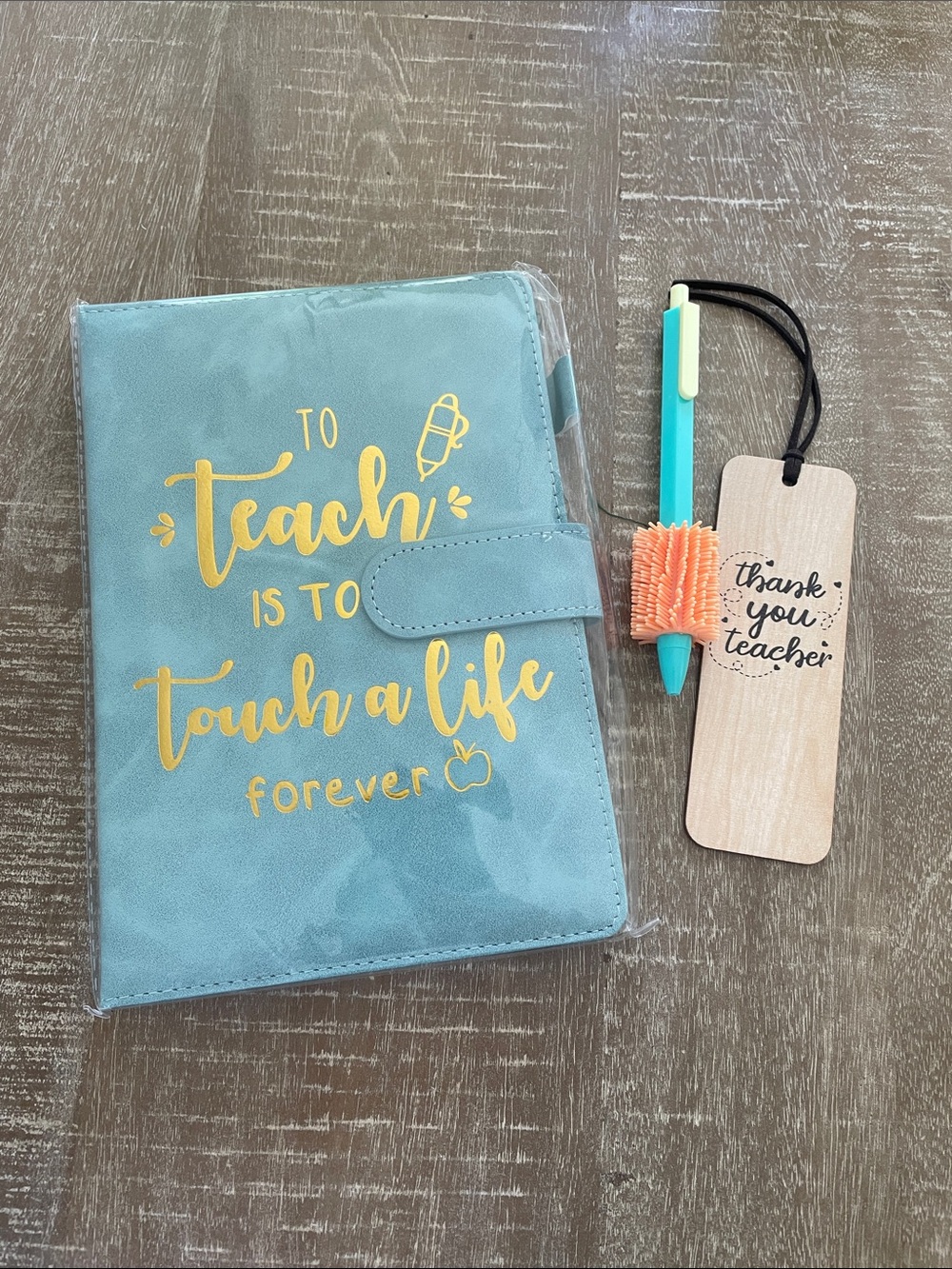 Teacher Appreciation Kit/Gift - Teal Journal, Pen and Bookmark